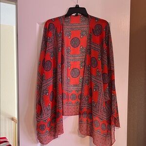 Papermoon Burnt Orange Printed Open-Front Scarf Shall